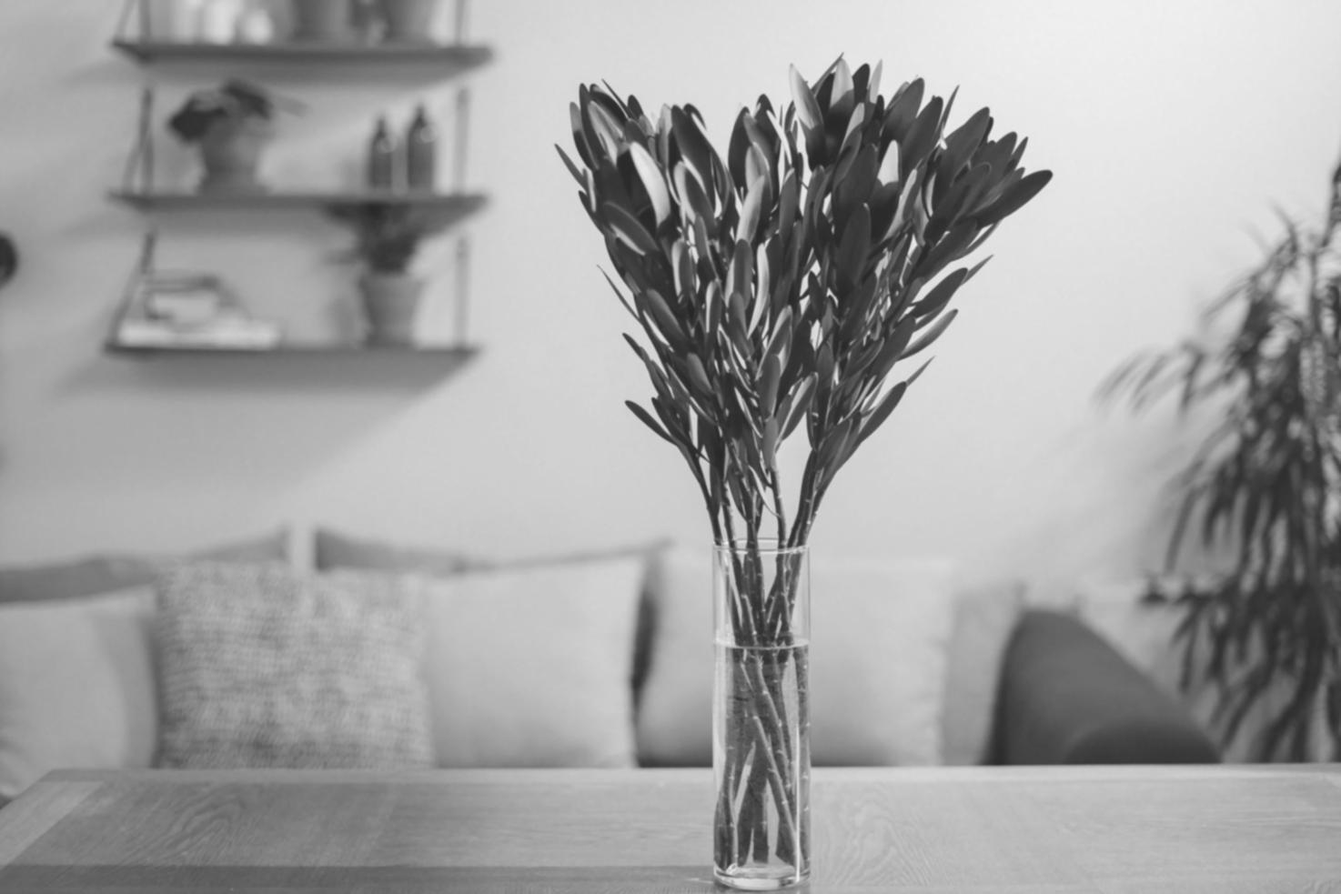 Detailní záběr floristické výzdoby v restauračním interiéru